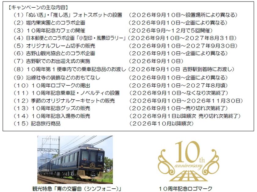 ~ 観光特急「青の交響曲(シンフォニー)」 ~
運行開始10周年記念キャンペーンを実施!