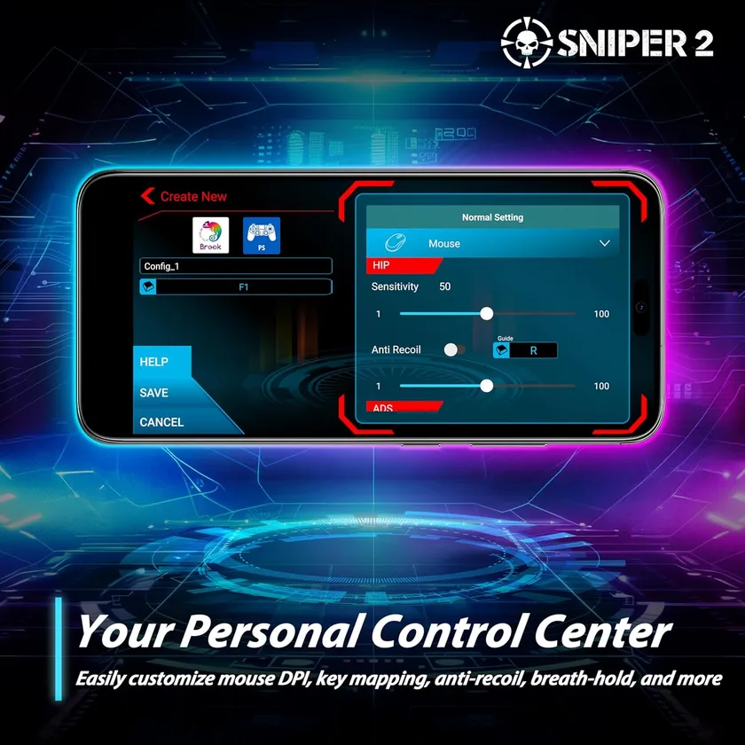 専用アプリ「Brook Sniper 2 App」を通じて、スマートフォンから直感的に詳細なカスタマイズが可能です