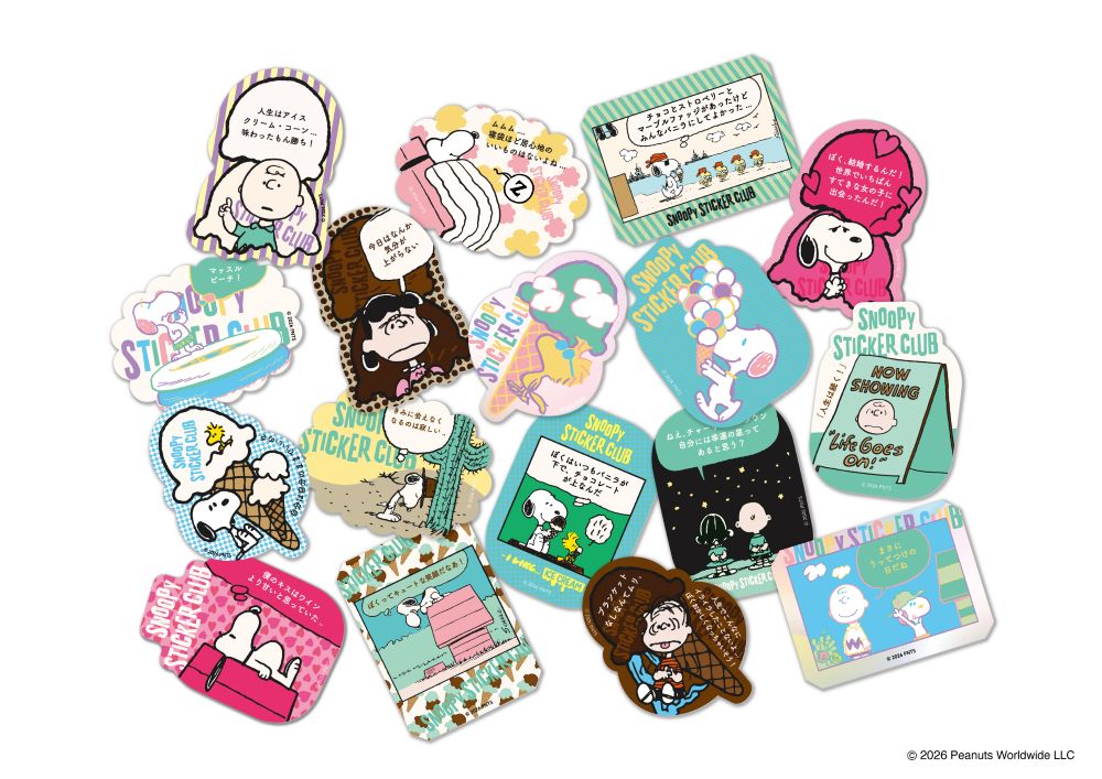 SNOOPY STICKER CLUB 、I LIKE...非売品ステッカー5枚 SNOOPY STICKER CLUB -I LIKE ICE CREAM-」 お気に入りのステッカー