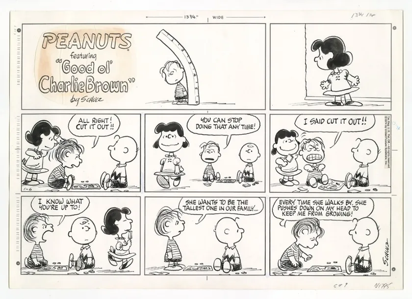 「ピーナッツ」原画 1974年1月6日