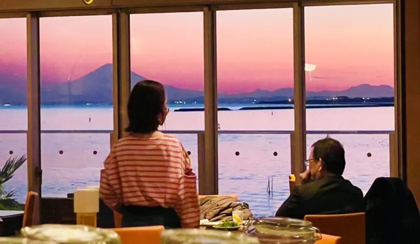 「舵輪」からの夕陽