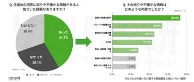 Q. 生成AIの回答に誤りや不確かな情報があると気づいた経験がありますか？／Q. その誤りや不確かな情報はどのような内容でしたか？