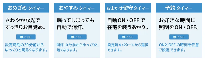 便利に使える豊富なタイマー機能