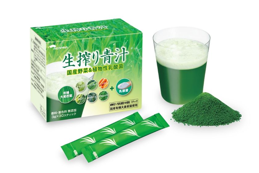 植物性乳酸菌100億個を加え「生搾り青汁」が
9月1日リニューアル発売
大分県産有機大麦若葉と6種類の国産野菜を生搾り
さらにスッキリ飲みやすく