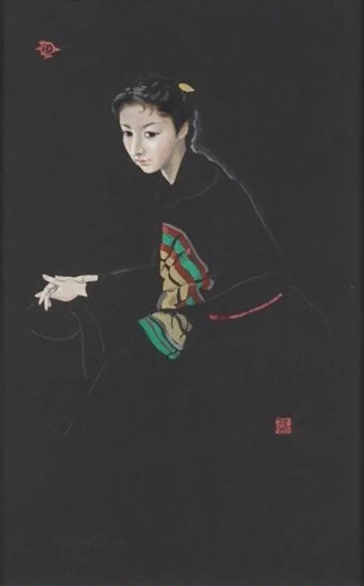 堂本印象《黒衣の高峰秀子》昭和30年(1955) 京都府立堂本印象美術館蔵