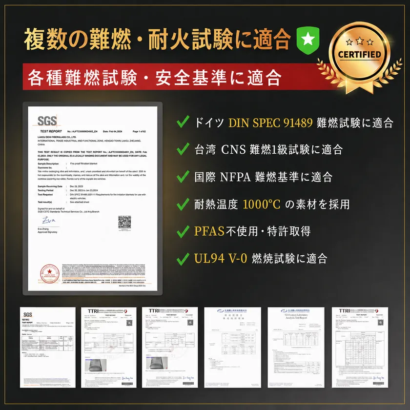 耐火・難燃性能に関する試験・認証資料