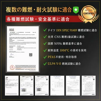 耐火・難燃性能に関する試験・認証資料