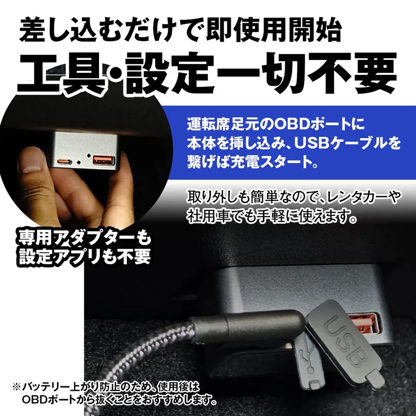 差し込むだけで即使用開始。工具・設定は一切不要