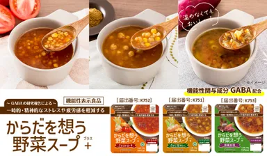 アルファー食品初の機能性表示食品「からだを想う野菜スープ＋」シリーズ