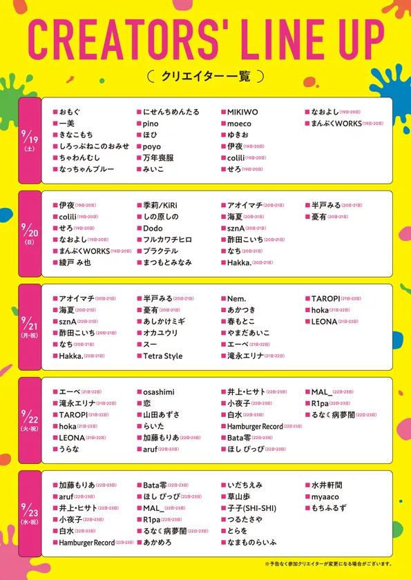 クリエイター一覧