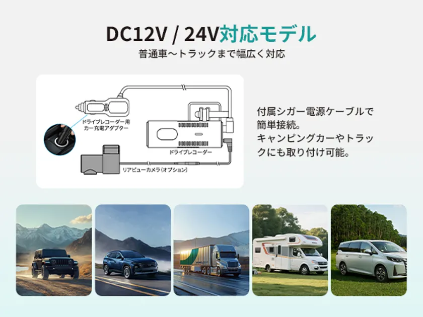 DC12V・24V車対応