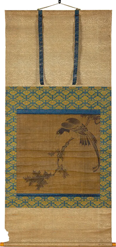 伝林良筆「檜に尾長鳥図」(山形県立米沢東高等学校蔵)【後期展示】