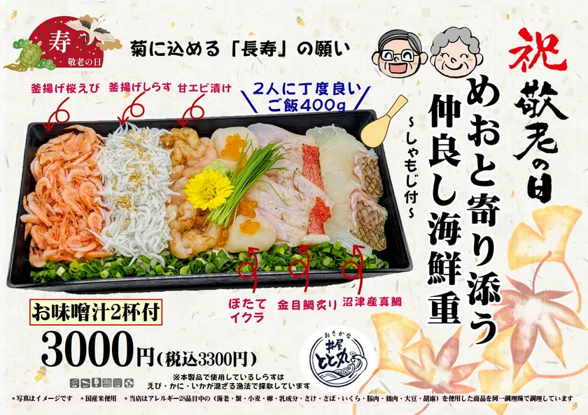 めおと寄り添う仲良し海鮮重 ~仲良く二人で~