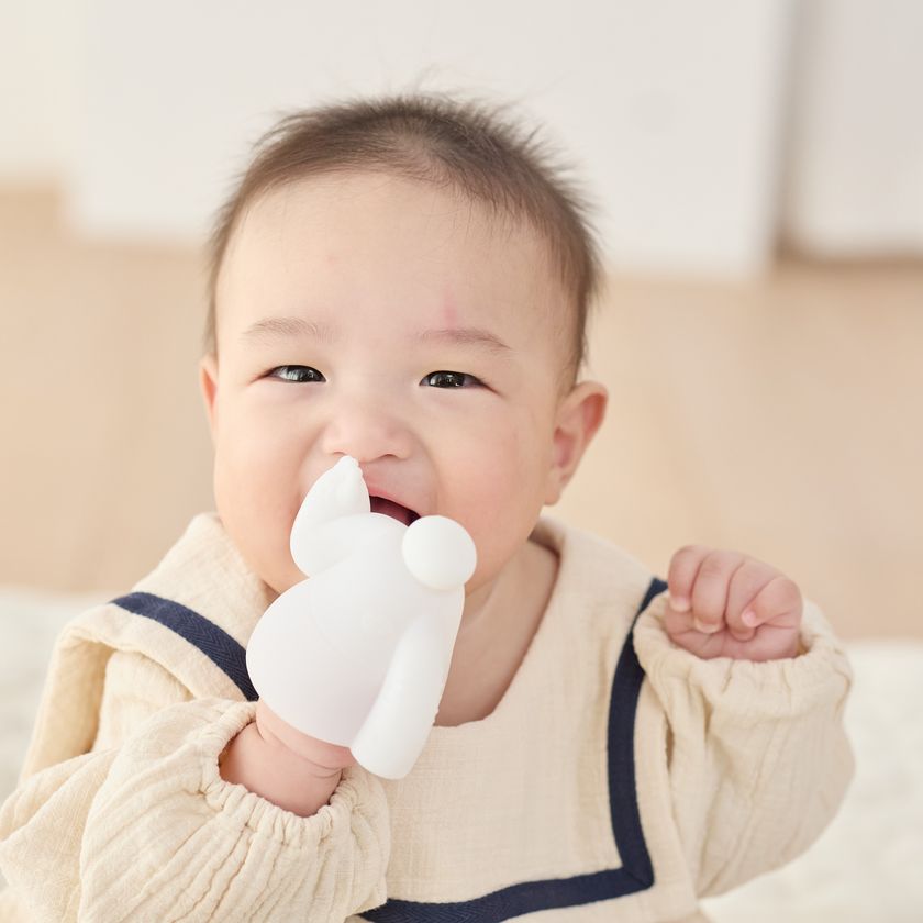 ベビーアイテムだからこそ「かわいい」ものを
赤ちゃんの使いやすさにもこだわったスティッチとベイマックスが、
赤ちゃんの小さな手にフィットする歯がためとなって登場