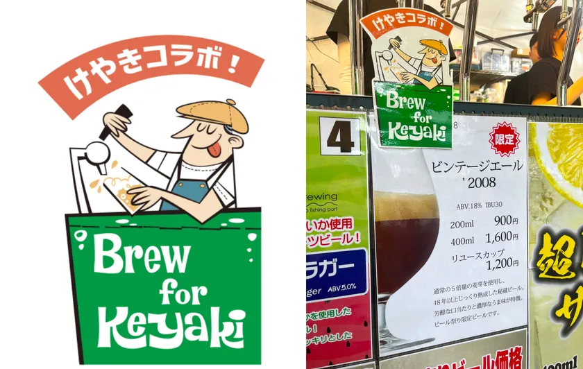 『Brew for Keyaki』ロゴと、対象ビールの表記例