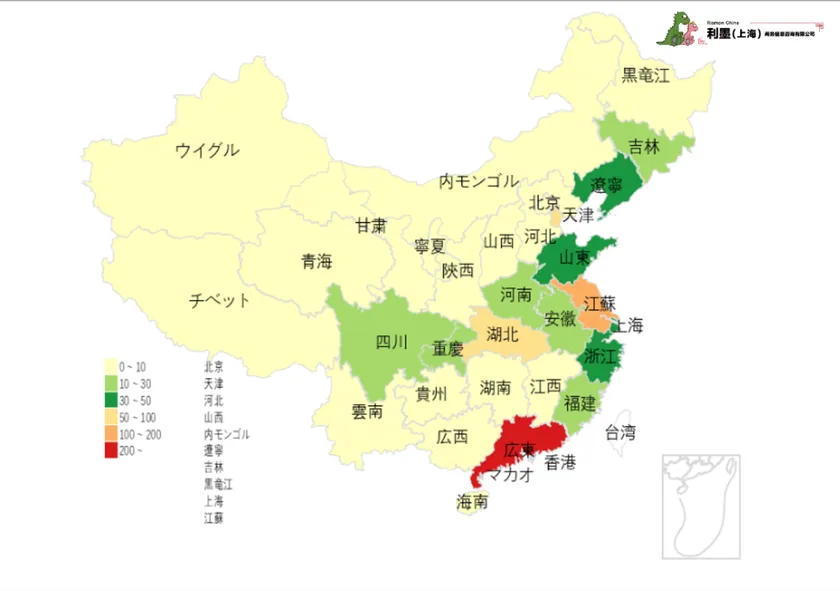 図2　中国日系自動車製造業の地域分布