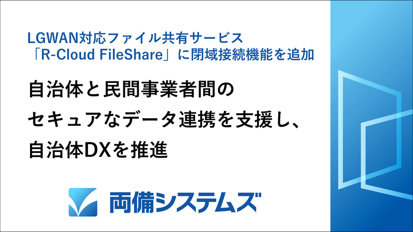両備システムズ、LGWAN対応ファイル共有サービス
「R-Cloud FileShare」に閉域接続機能を追加
自治体と民間事業者間のセキュアな
データ連携を支援し、自治体DXを推進