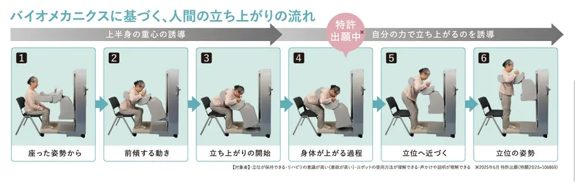 バイオメカニクスに基づく、人間の立ち上がりの流れ