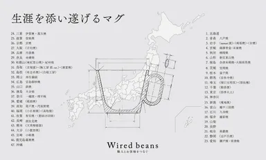 同一の形状のもと、47都道府県の産地と製作するマグ。28の府県(36窯元)で製作されたマグを販売中、19の都道府県の窯元と製作が進行中。