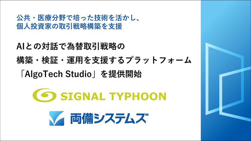 両備システムズ、AIとの対話で為替取引戦略の構築・検証・運用を
支援するプラットフォーム「AlgoTech Studio」を提供開始