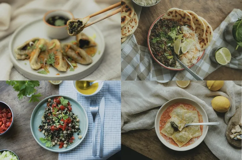 [Edo(R)(エド)] を使用したレシピ(餃子、カレー、豆とキヌアのサラダ、ラビオリ)　日々の生活で気軽に取り入れられ使用の範囲も豊富