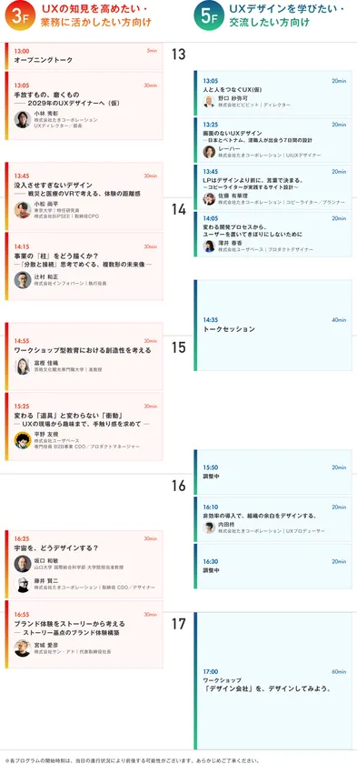 タイムスケジュール