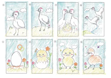 高校生が描いた「鶴のおまけ」カード(表)