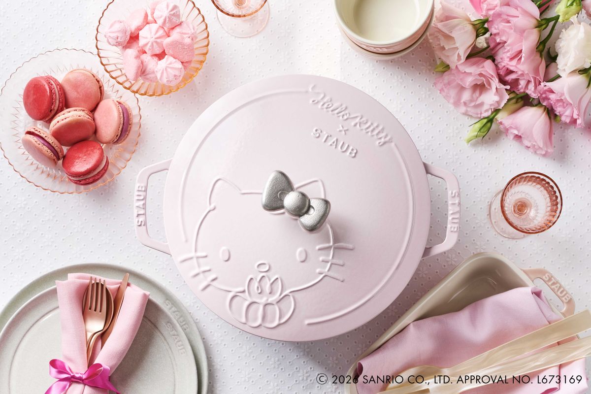 staub ストウブ 20cm 海外限定ハローキティコラボ　ワナベ ソルベローズ ハローキティ＆クロミをデザインした特別なストウブ 「Wa-NABE(ワナベ