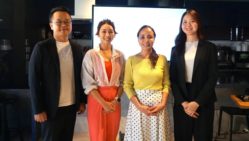 登壇者(左から、日本テトラパック エリック・ウォン、竹脇まりなさん、石原新菜先生、TANPAC 長塚翠さん)