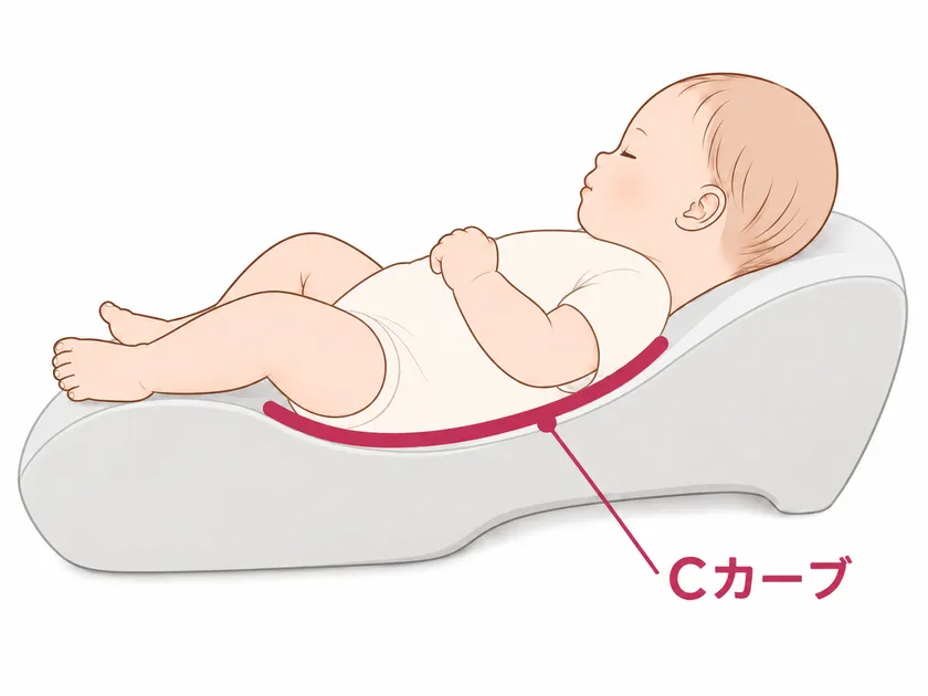 赤ちゃんの自然な丸みに沿う「Cカーブ設計」(イメージ図)
