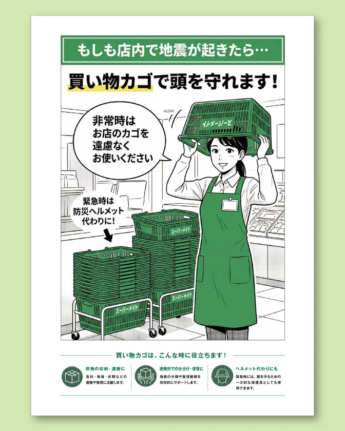買い物カゴで防災