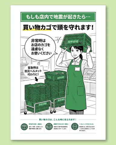 買い物カゴで防災