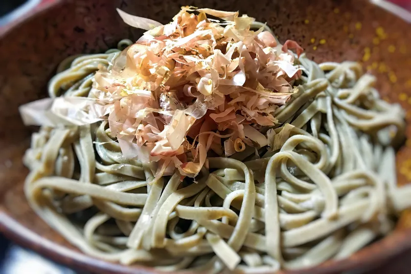 自分たちで打った蕎麦