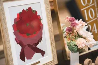 プロポーズの花束を保存して、結婚式のウェルカムスペースに