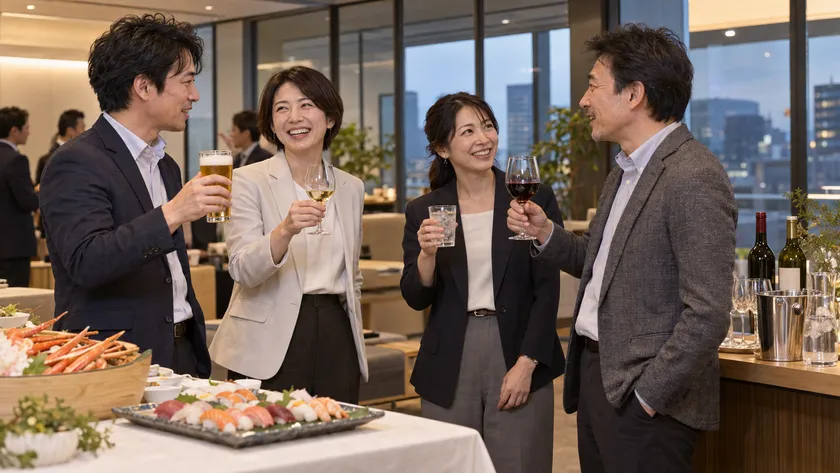 社内での乾杯・歓談(イメージ)