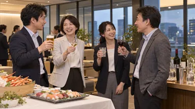 社内での乾杯・歓談(イメージ)