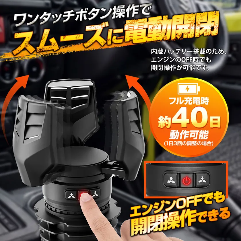 MAXWIN K-CUP03 製品特徴:ワンタッチボタンで電動開閉