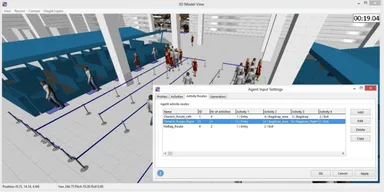 空港内の待ち行列とGUI設定画面