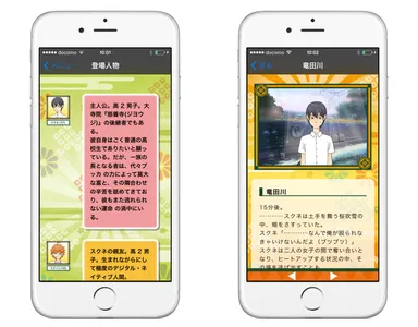 シギサン8　左：登場人物紹介　右：ストーリー