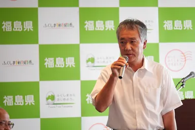 「福島でとれたてのももを食べてください」と語る後藤さん