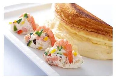 「海老と野菜のクリームリゾットのオムレツ」のイメージ画像