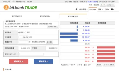 BTC FX  取引画面