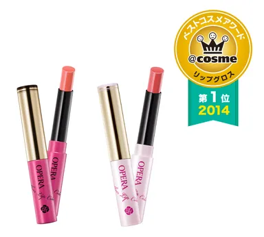 オペラ シアーリップカラー製品画像および受賞ステッカ―画像