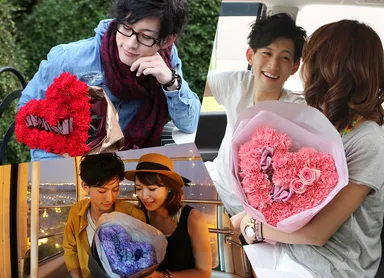 カーネーションとバラのハート型花束(1)