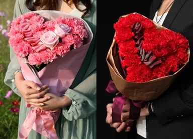 カーネーションとバラのハート型花束(2)