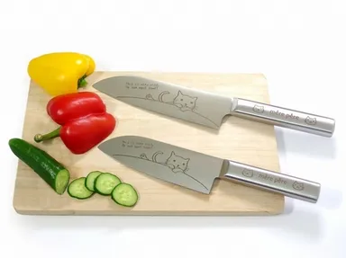 ネコ小三徳包丁＆三徳包丁＆日本製ひのきまな板