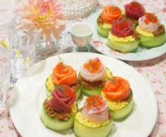 くるっときゅうりのお花ケーキすし