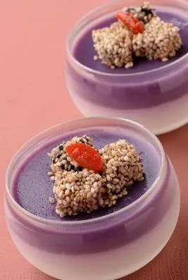 紅いもプリン＆白ゴマ杏仁