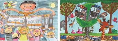 【準大賞作品】左：竹田 楓花(たけだ ふうか)さんの作品、右：松本 礼都(まつもと あやと)くんの作品