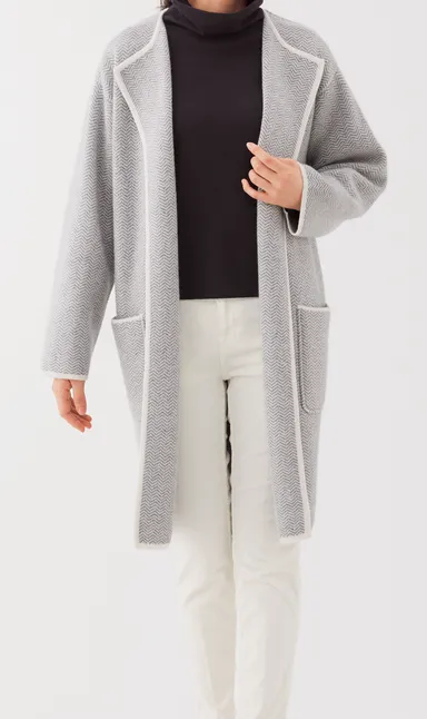 カシミヤヘリンボーンコーディガン